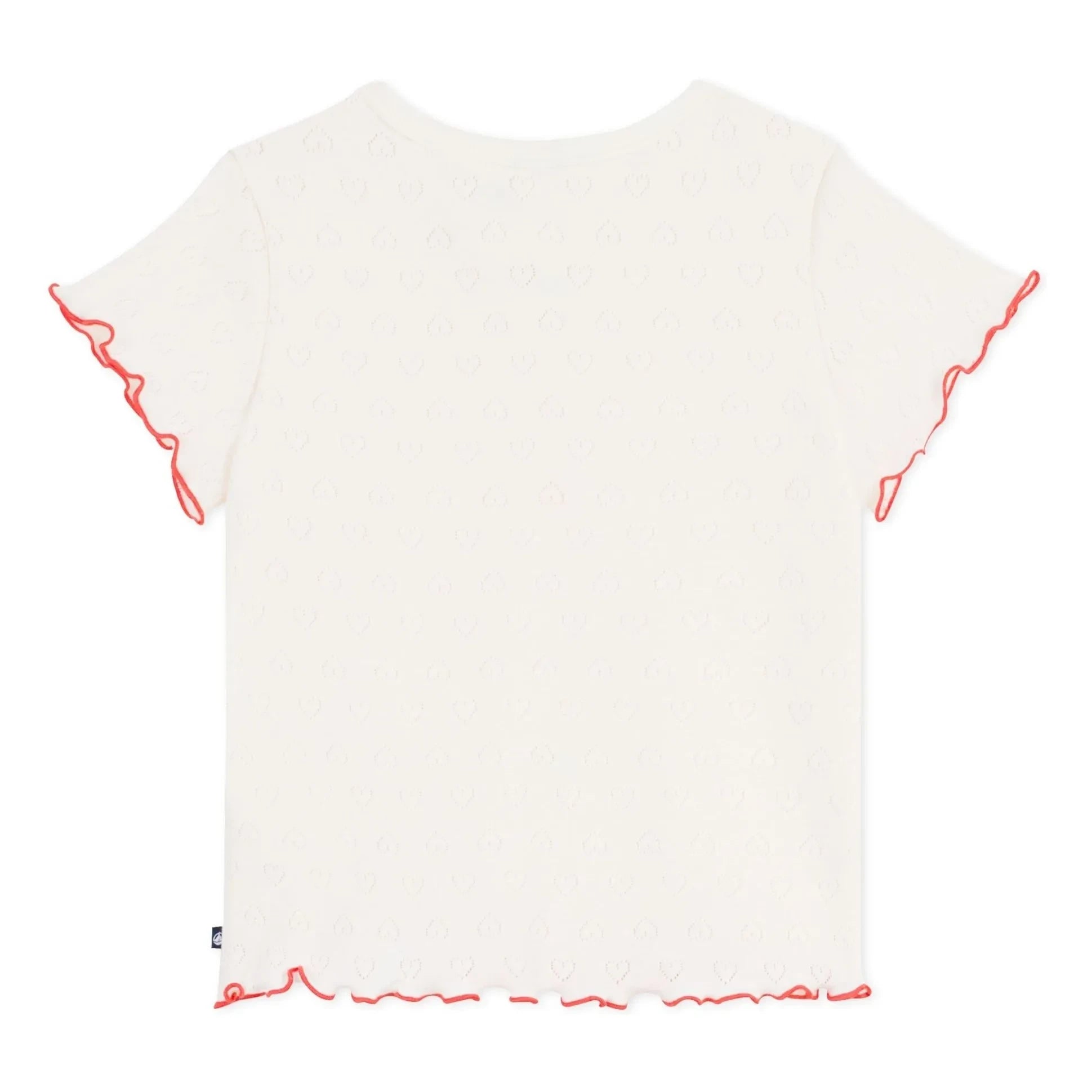 Petit Bateau - Ruffled Heart T-Shirt with Frills | Ivory
