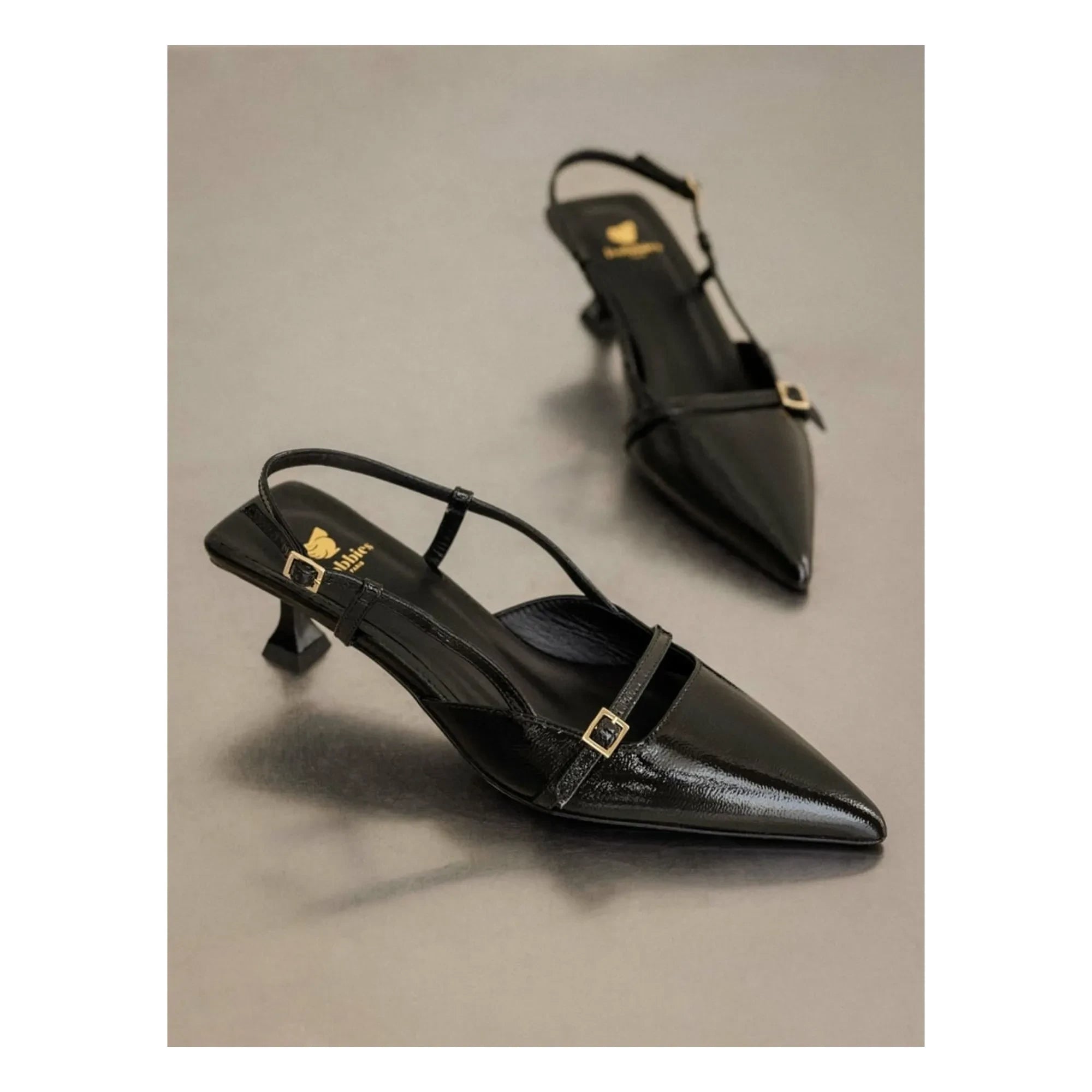 Bobbies - Reem Cracked Patent Leather High Heels | Black