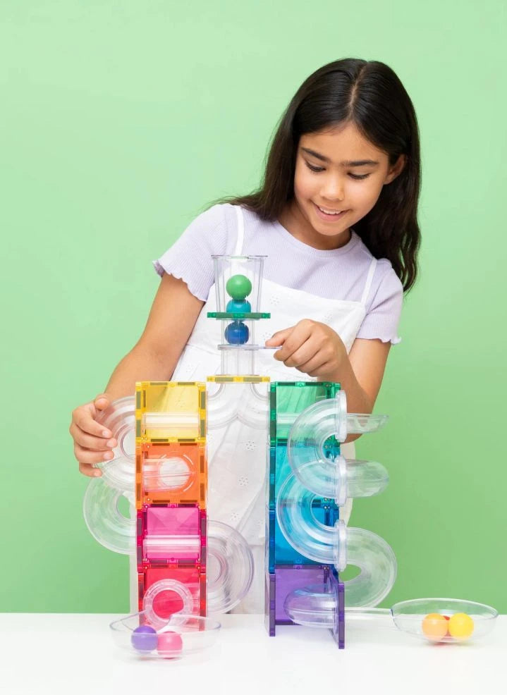 Connetix - Rainbow | 114 Piece Shiny Marble Race Pack