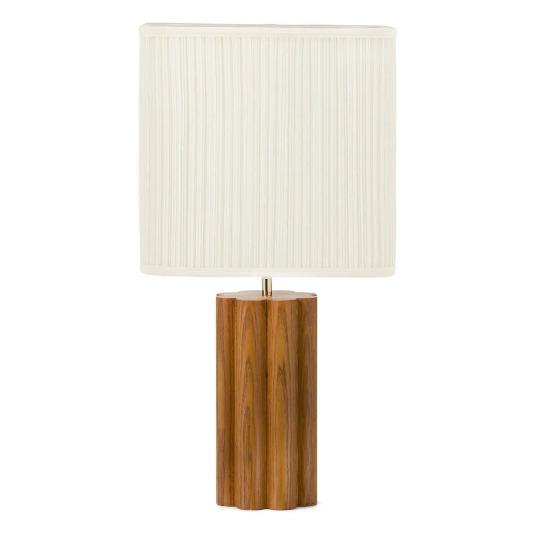 The Socialite Family - Iroko Veneered Beech Body and Pleated Cotton Gioia Table Lamp - EU Version (220 V) | Iroko