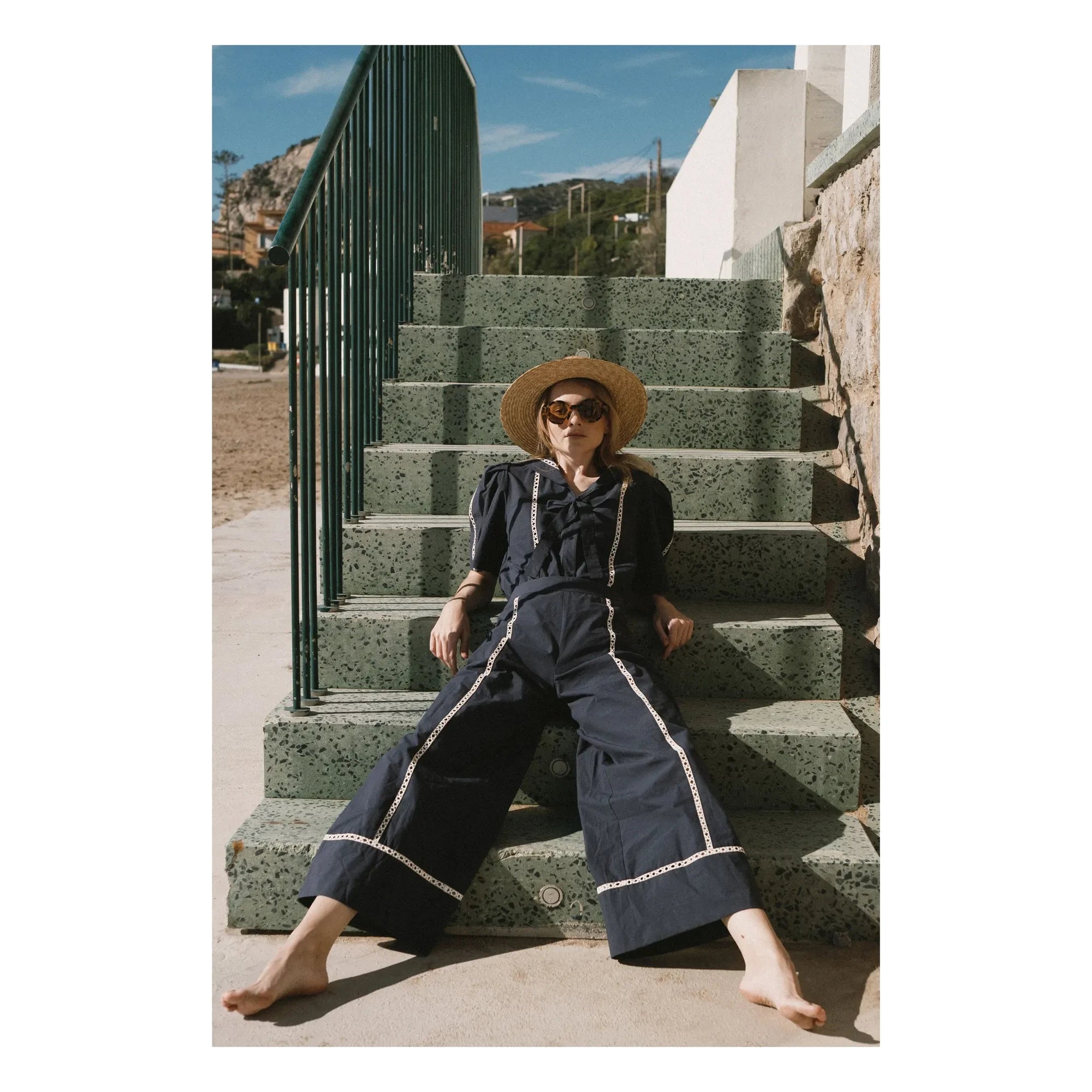 The Tiny Big Sister - Wide Fit Cotton Pants | Navy Blue