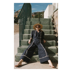The Tiny Big Sister - Wide Fit Cotton Pants | Navy Blue