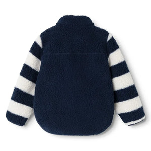 Liewood - Noam Striped Sherpa-Style Jacket, Made from Recycled Fibers | Navy