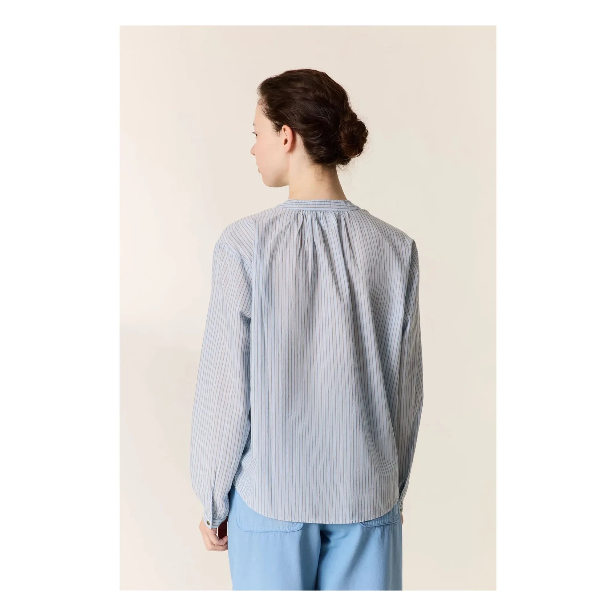 Leon & Harper - Cirus Striped Organic Cotton Blouses | Blue