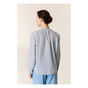 Leon & Harper - Cirus Striped Organic Cotton Blouses | Blue
