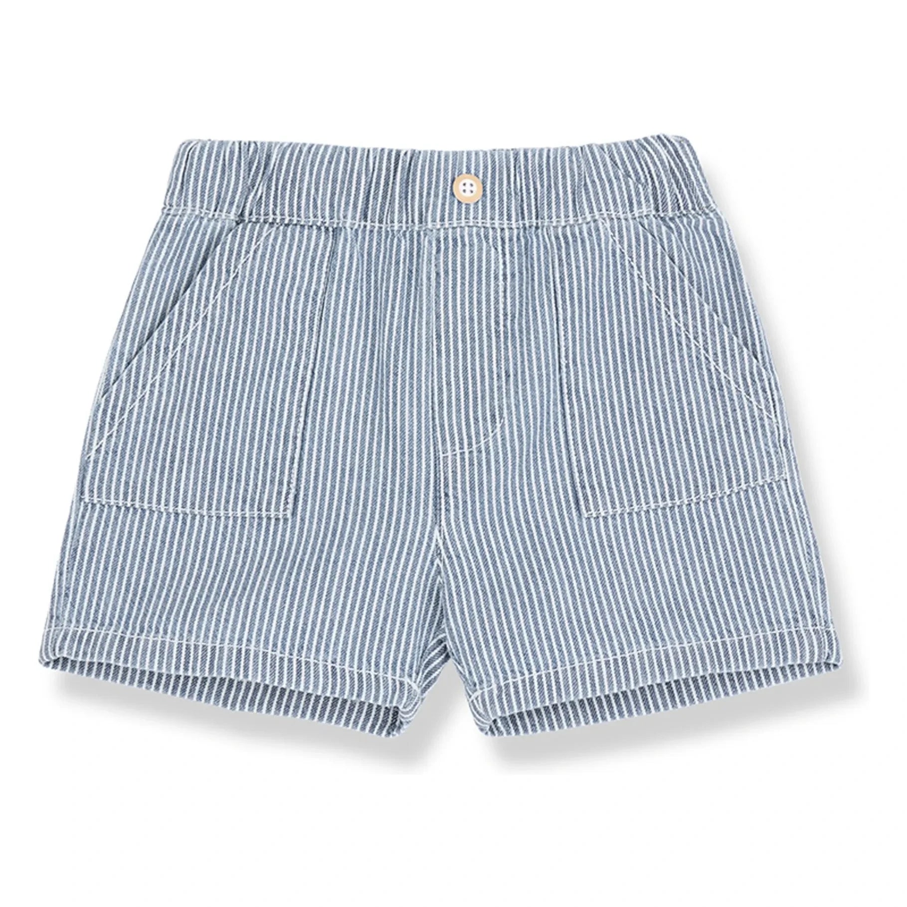 1+ in the family - Andratx Striped Denim Bermuda Shorts Organic Cotton | Light Blue