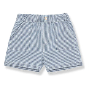 1+ in the family - Andratx Striped Denim Bermuda Shorts Organic Cotton | Light Blue
