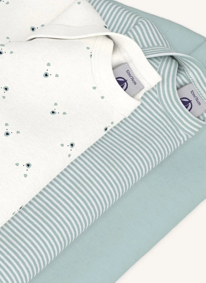 Petit Bateau - 3'lü Organik Pamuk Ayıcık Bedenler | Yeşil