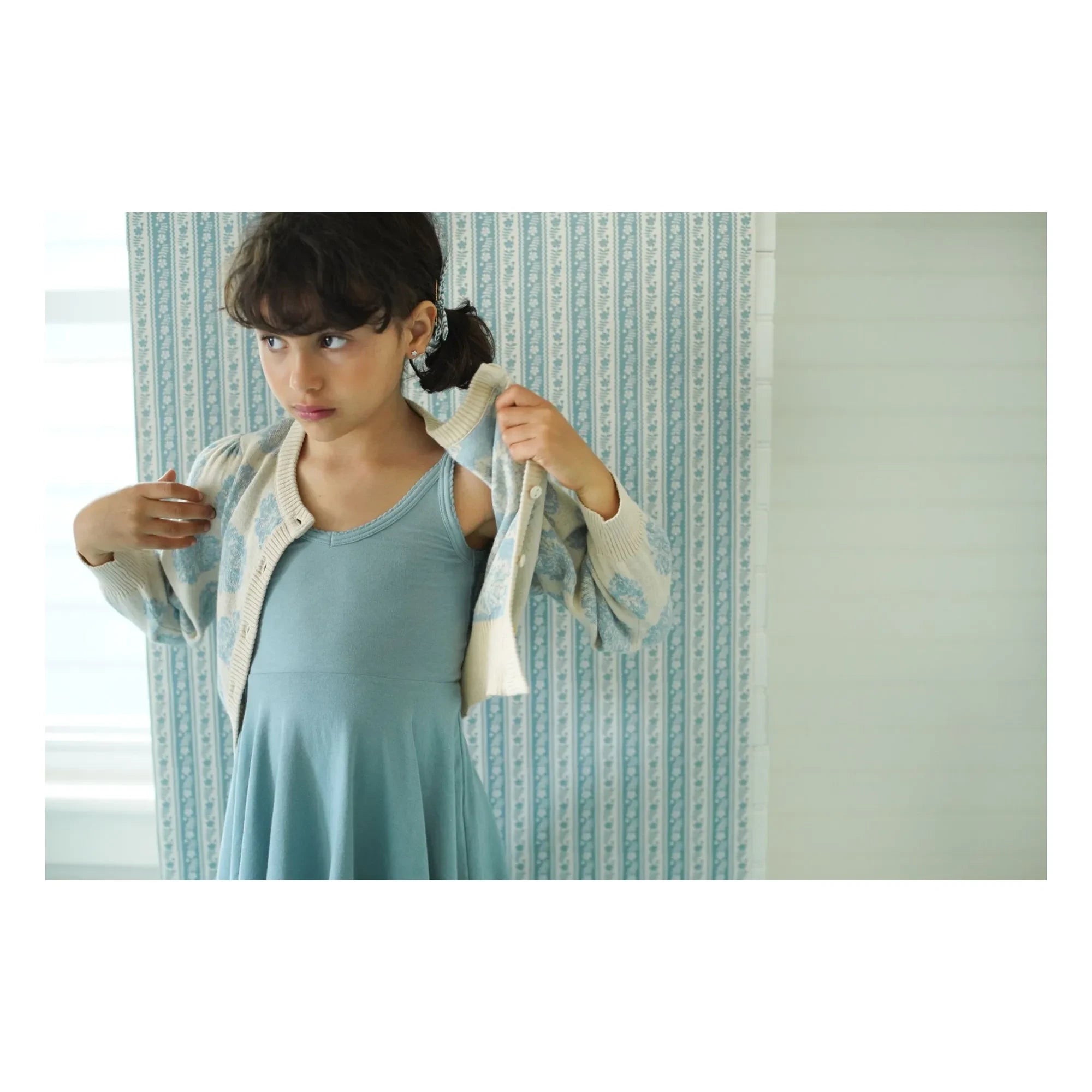 Soor Ploom - Organic Cotton Floral Pink Cardigan | Cream
