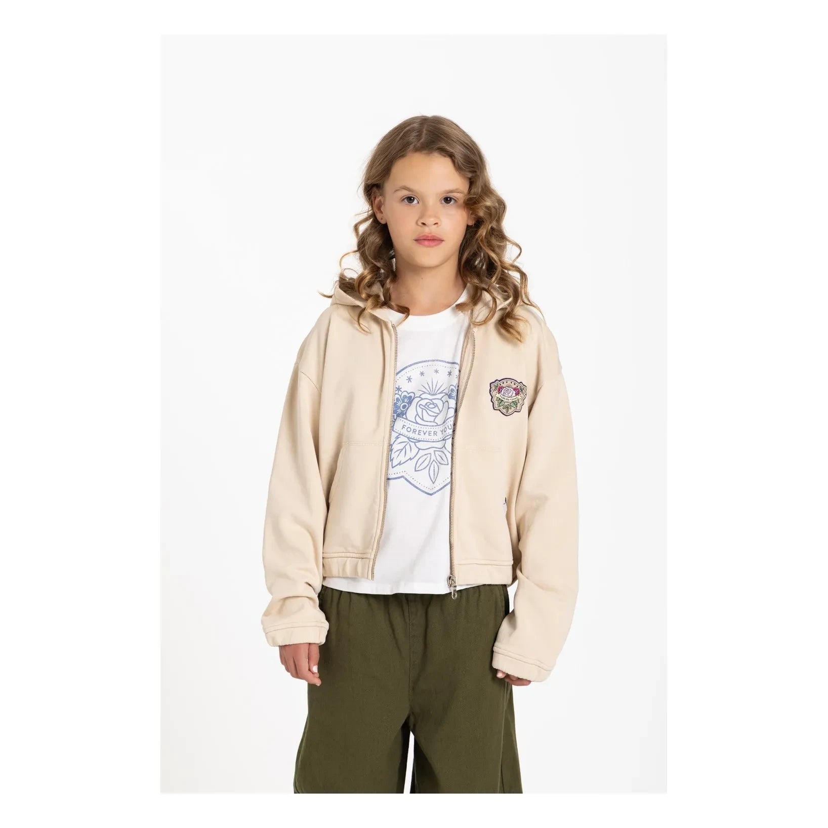 Hundred Pieces - Blush Forever Organic Cotton Zip-Up Sweatshirt | Cream