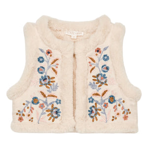 Louise Misha - Reversible Sleeveless Faux Fur Jacket Librana Organic Cotton | Cream