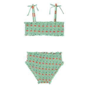 Tinycottons - Cherry Gathered Swimsuit | Green Water