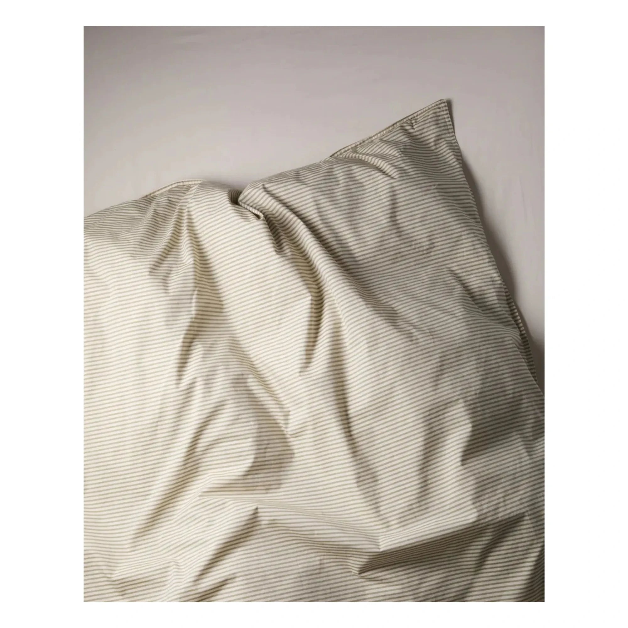 Suite 702 - Organic Percale Striped Duvet Cover - Olive-Cream | Olive