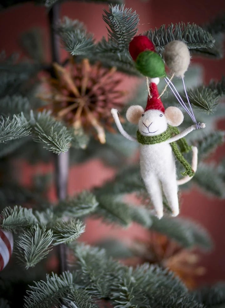 Bloomingville - Peo Mouse Christmas Ornament | White