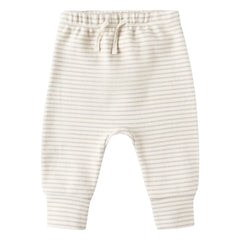 Quincy Mae - Striped Organic Knit Joggers | Oatmeal