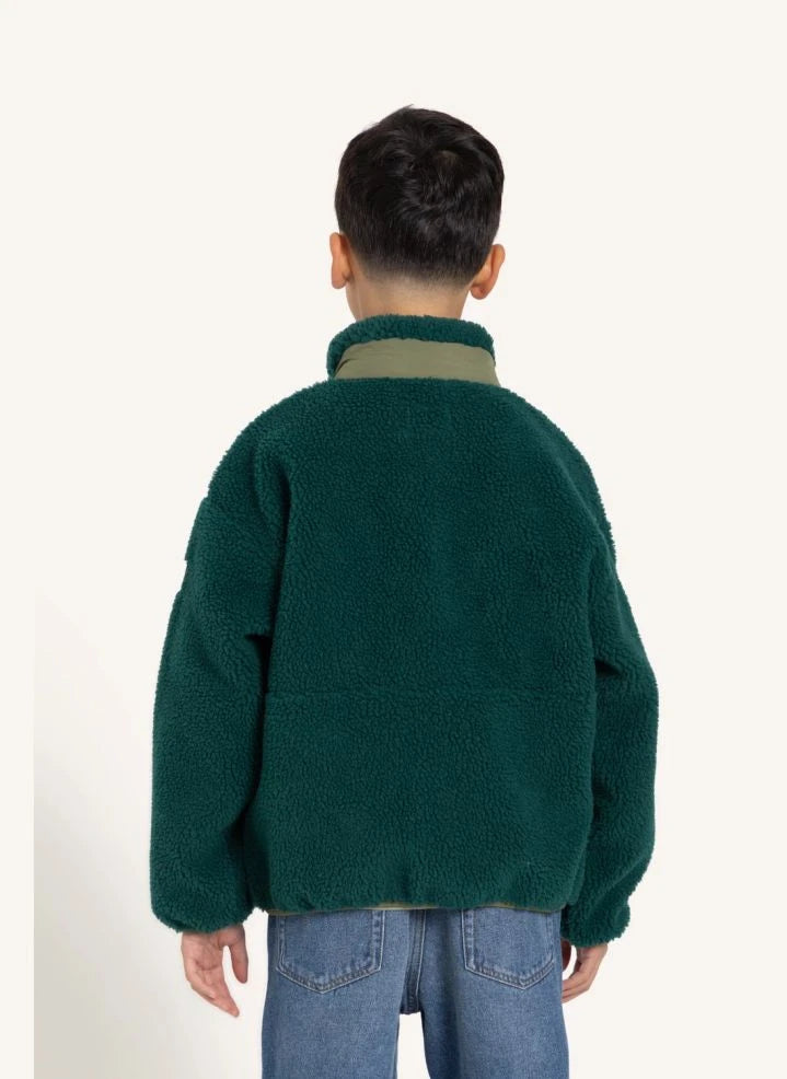 Finger in the nose - Paulo Bi-Material Sherpa Ceket | Yeşil
