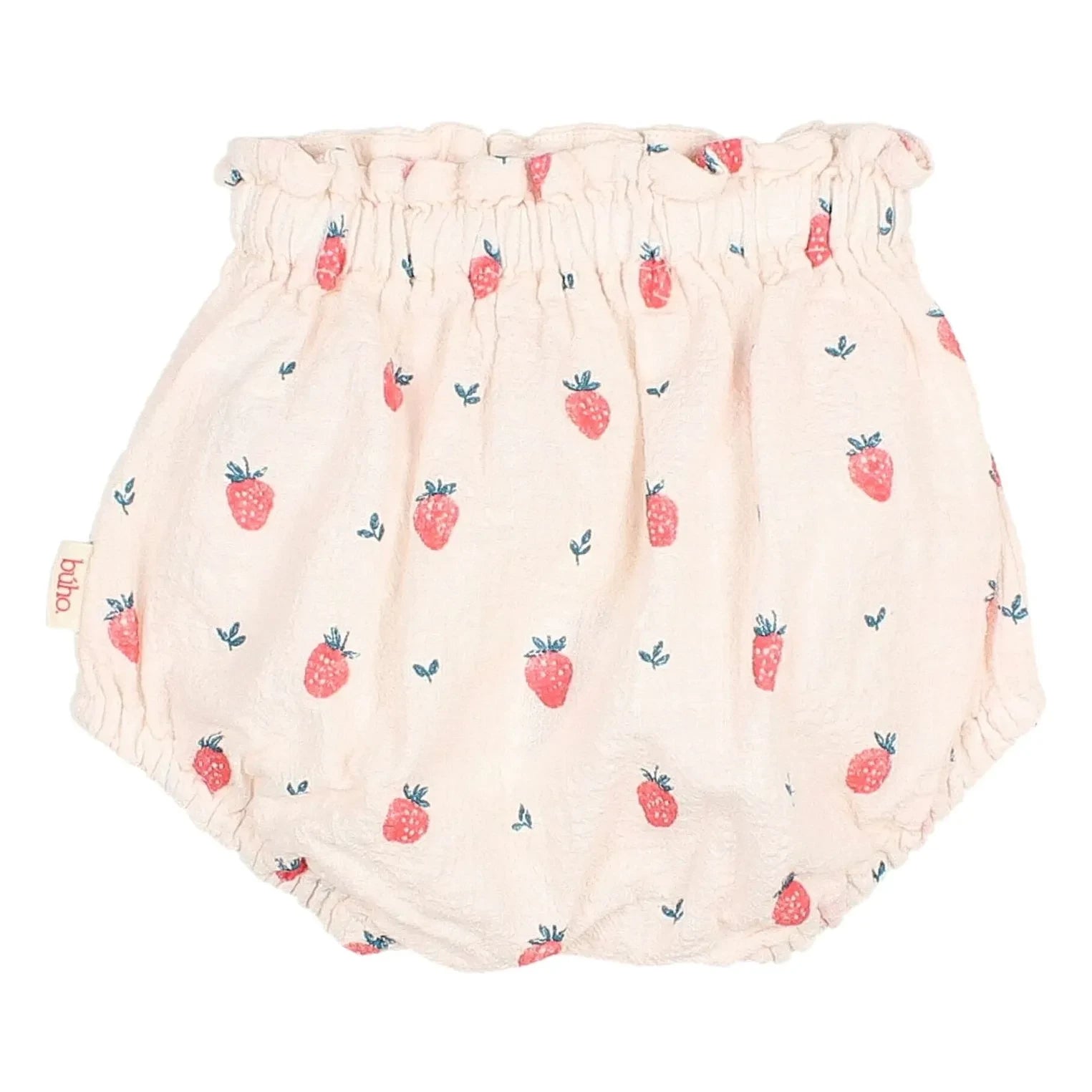 Búho - Organic Cotton Strawberry Print Bloomers | Powder Pink