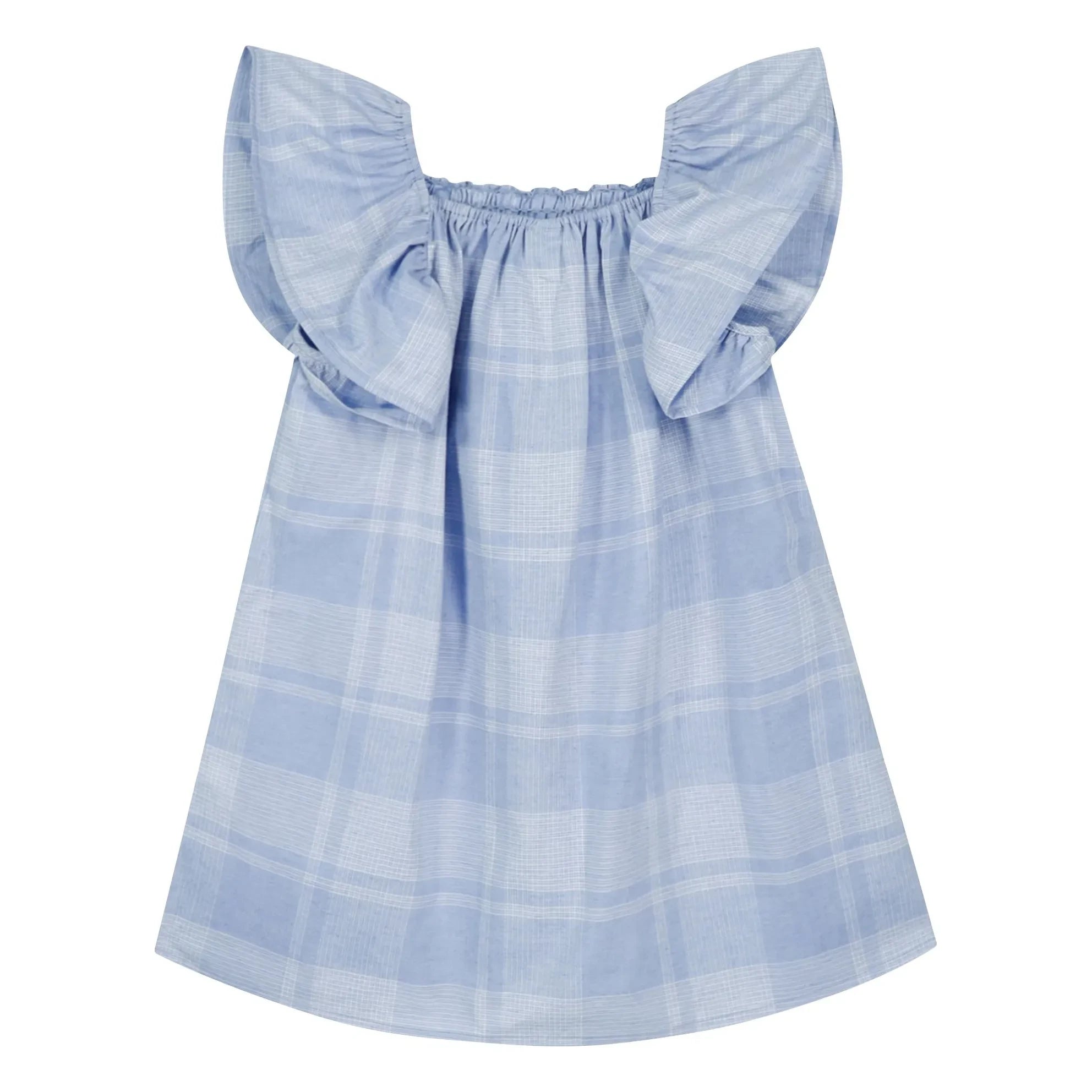 Bonton - Natasha Checked Gathered Dress | Blue