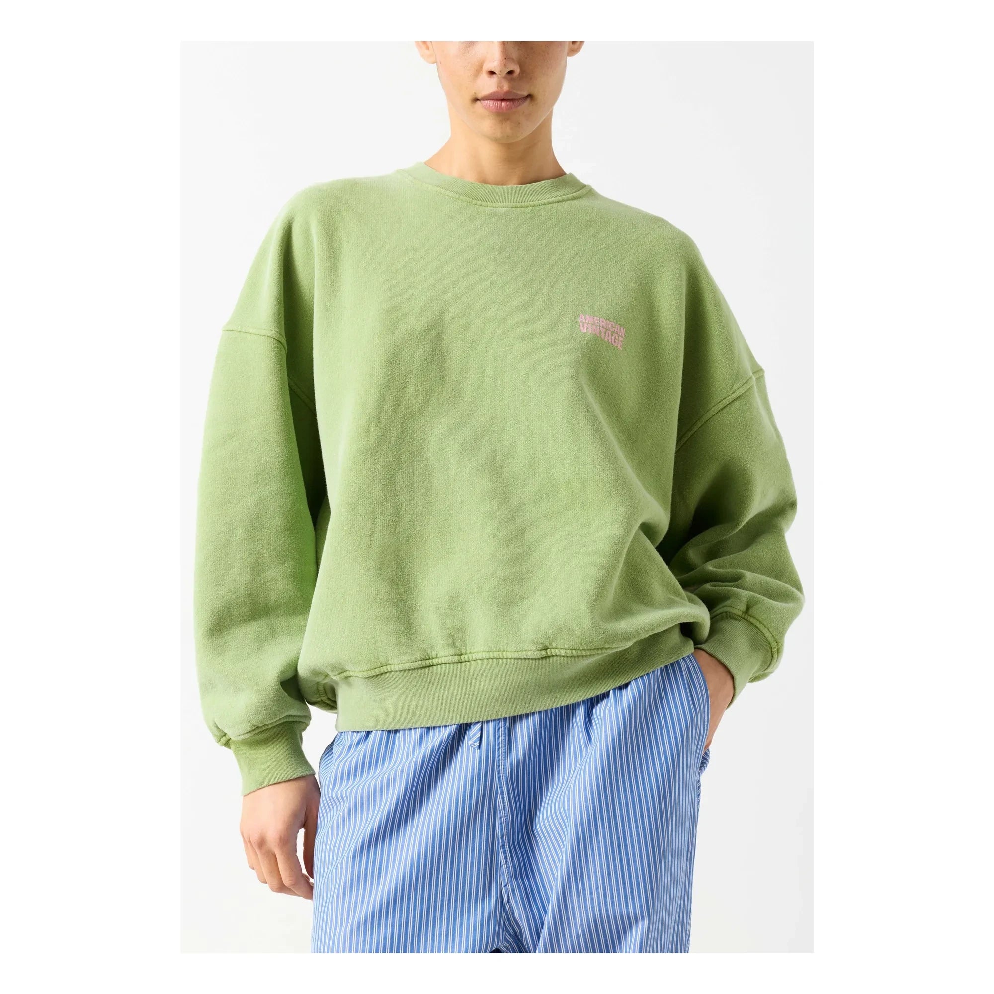 American Vintage - Plizzy Cotton Sweatshirt | Pale Green