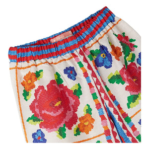 Fabula - Elastic Floral Pants | Red