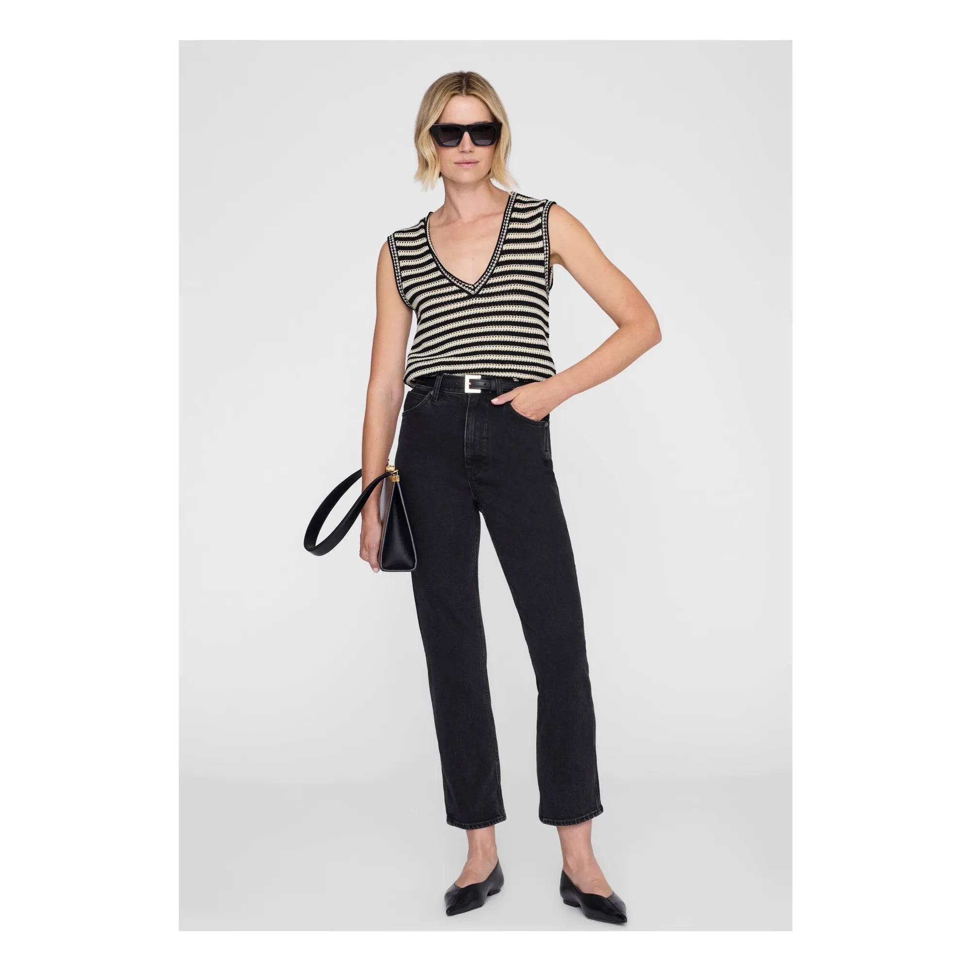 Anine Bing - Lowen Striped Tank Top | Black