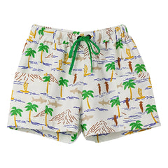 Fabula - Palm Tree Drawstring Shorts | White