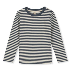 Gray Label - Striped Organic Cotton T-Shirt | Gray Blue