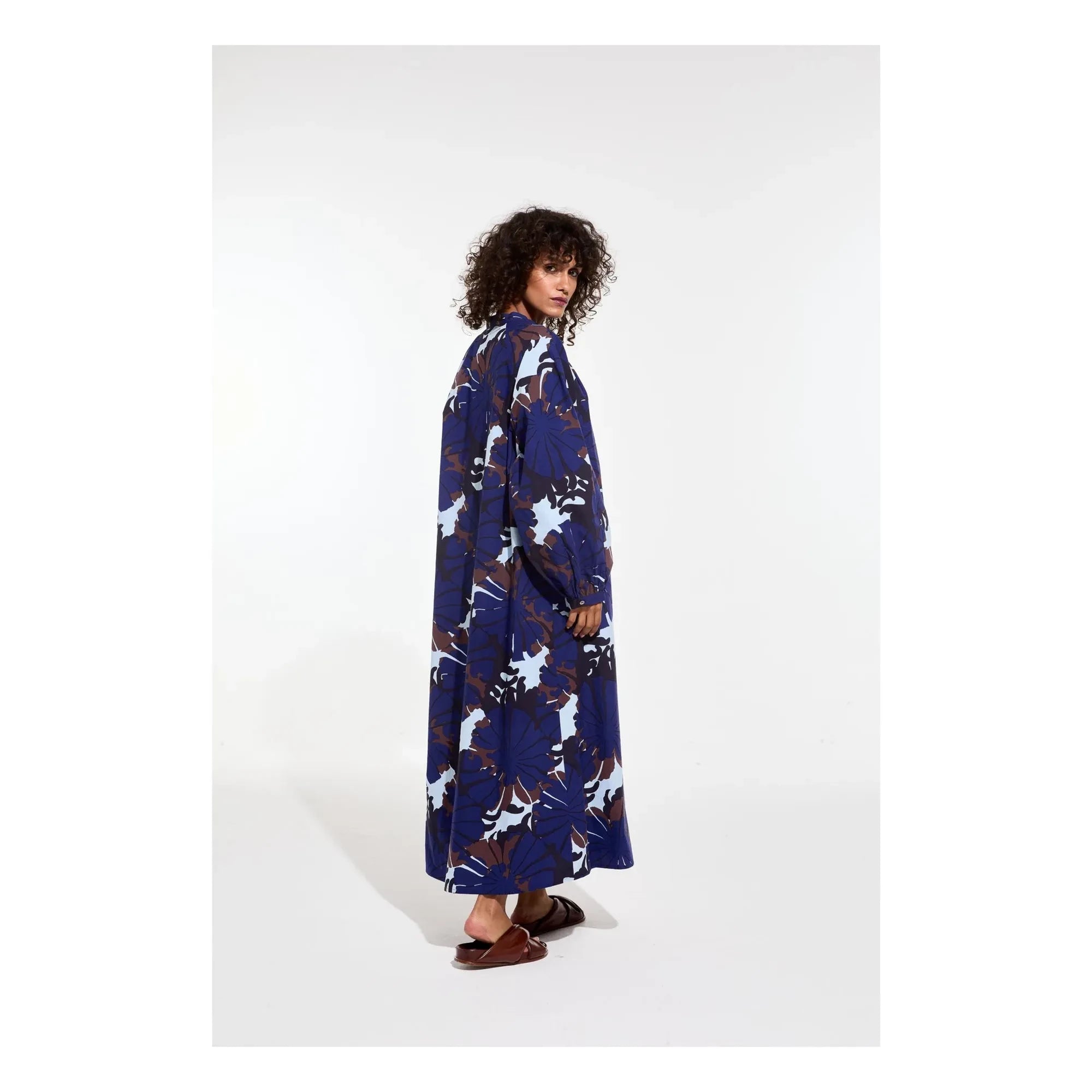 Mapoésie - Eulalie Poppy Cotton Poplin Dress | Blue