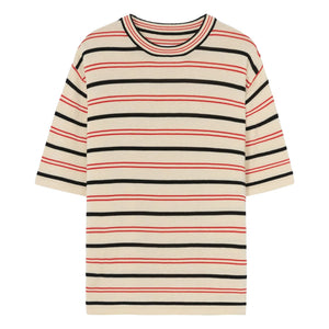 Cordera - Striped Organic Cotton T-Shirt | Ecru