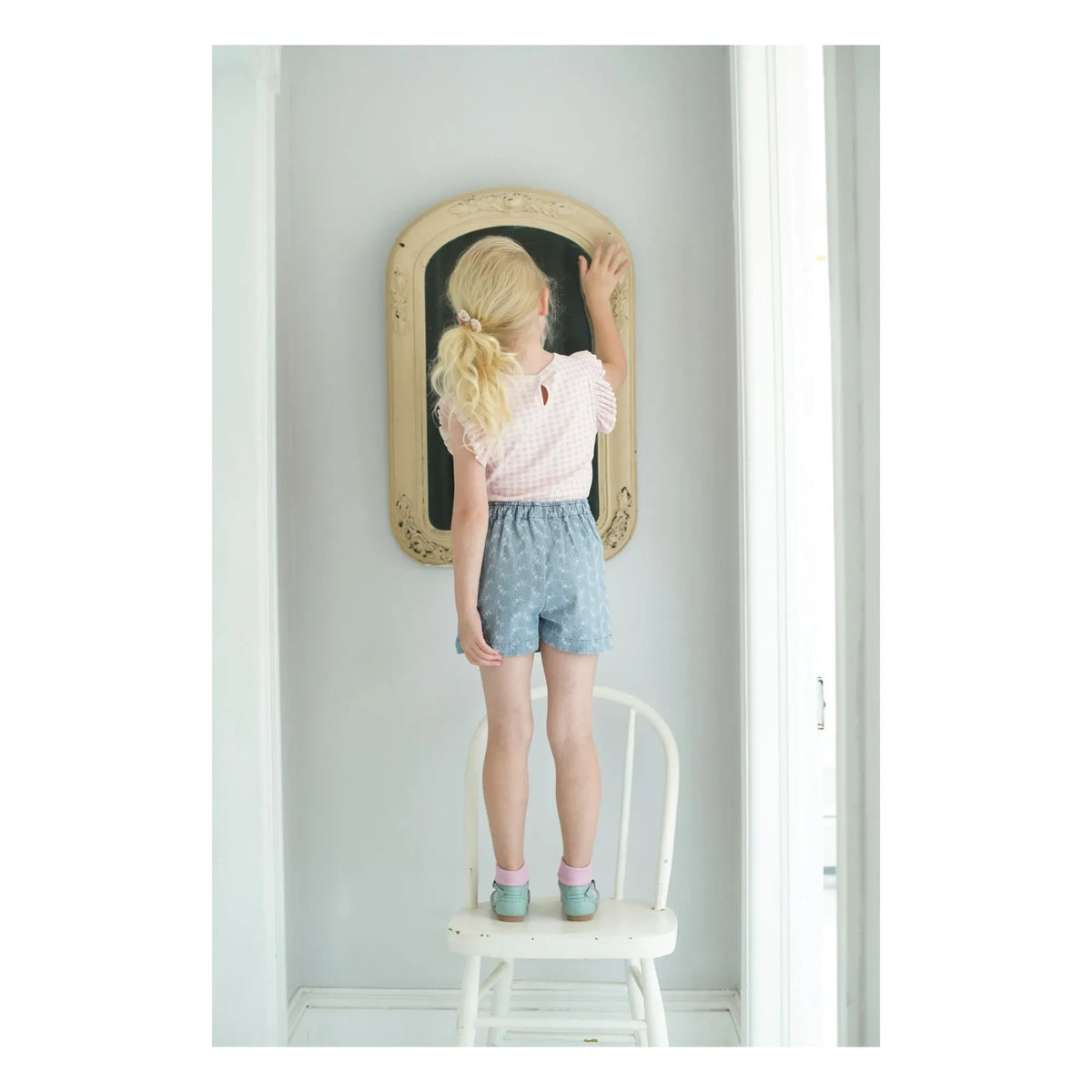 Soor Ploom - Pointelle Ruffled Vichy Organic Cotton T-Shirt | Pink