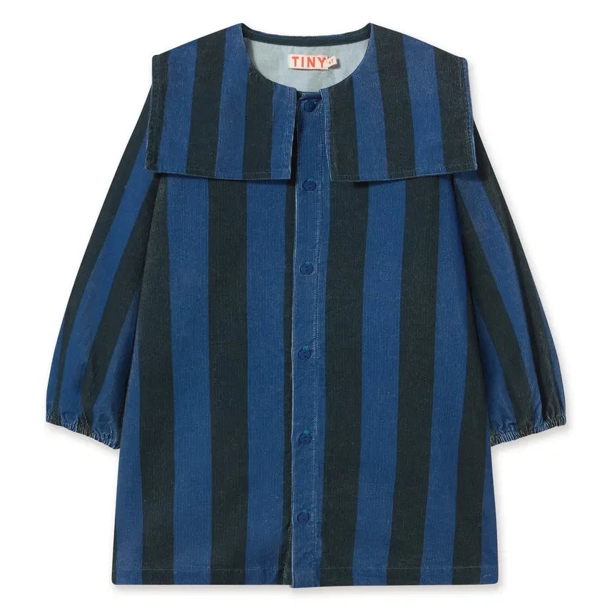 Tinycottons - Corduroy Striped Dress | Petrol Blue