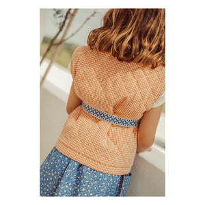 THE LiTTLE POETS - Pablo Carreaux Organic Cotton Sleeveless Embroidered Jacket | Apricot