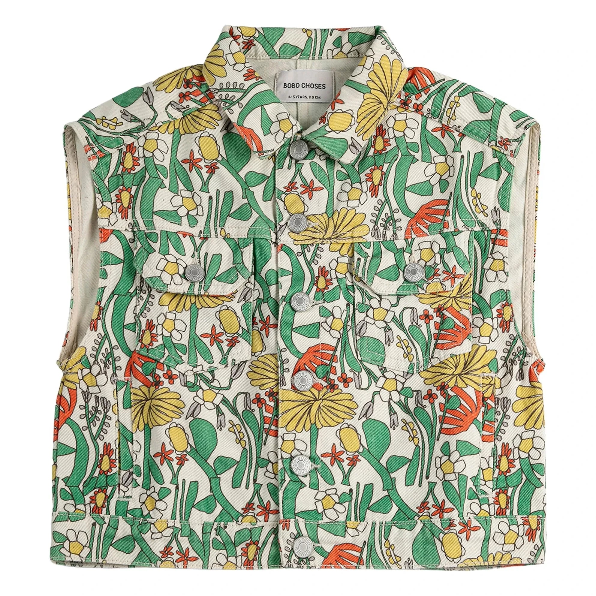 Bobo Choses - Fleurie Twill Organic Cotton Sleeveless Jacket | Ecru