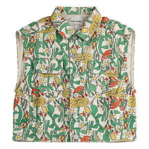 Bobo Choses - Fleurie Twill Organic Cotton Sleeveless Jacket | Ecru