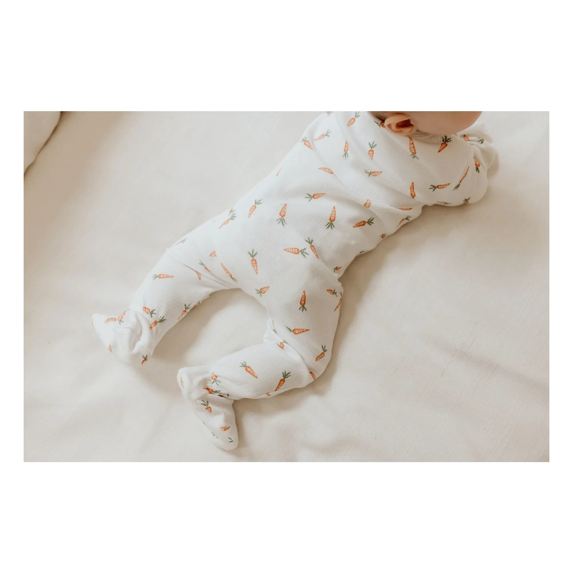 Petit Lem - Carrot Footed Pajama, Ribbed Organic Cotton | White