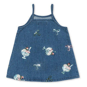 Konges Sløjd - Sequin Puffed Denim Dress Magot Glaces Organic Cotton | Blue