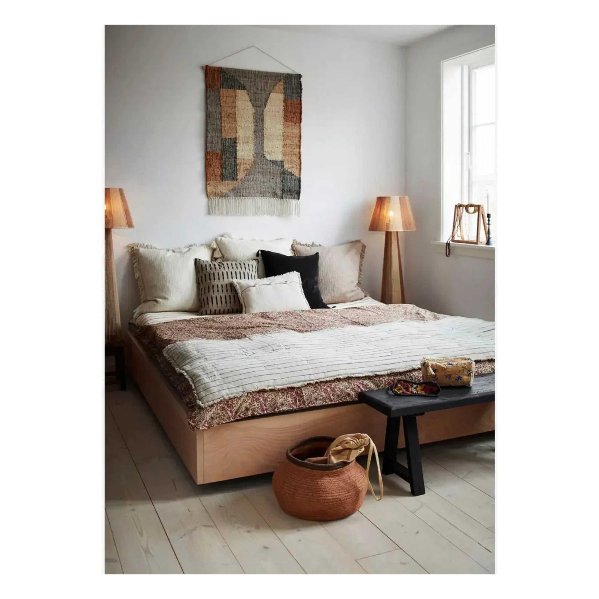 Madam Stoltz - Ikat Weave Pillow Cover | Beige