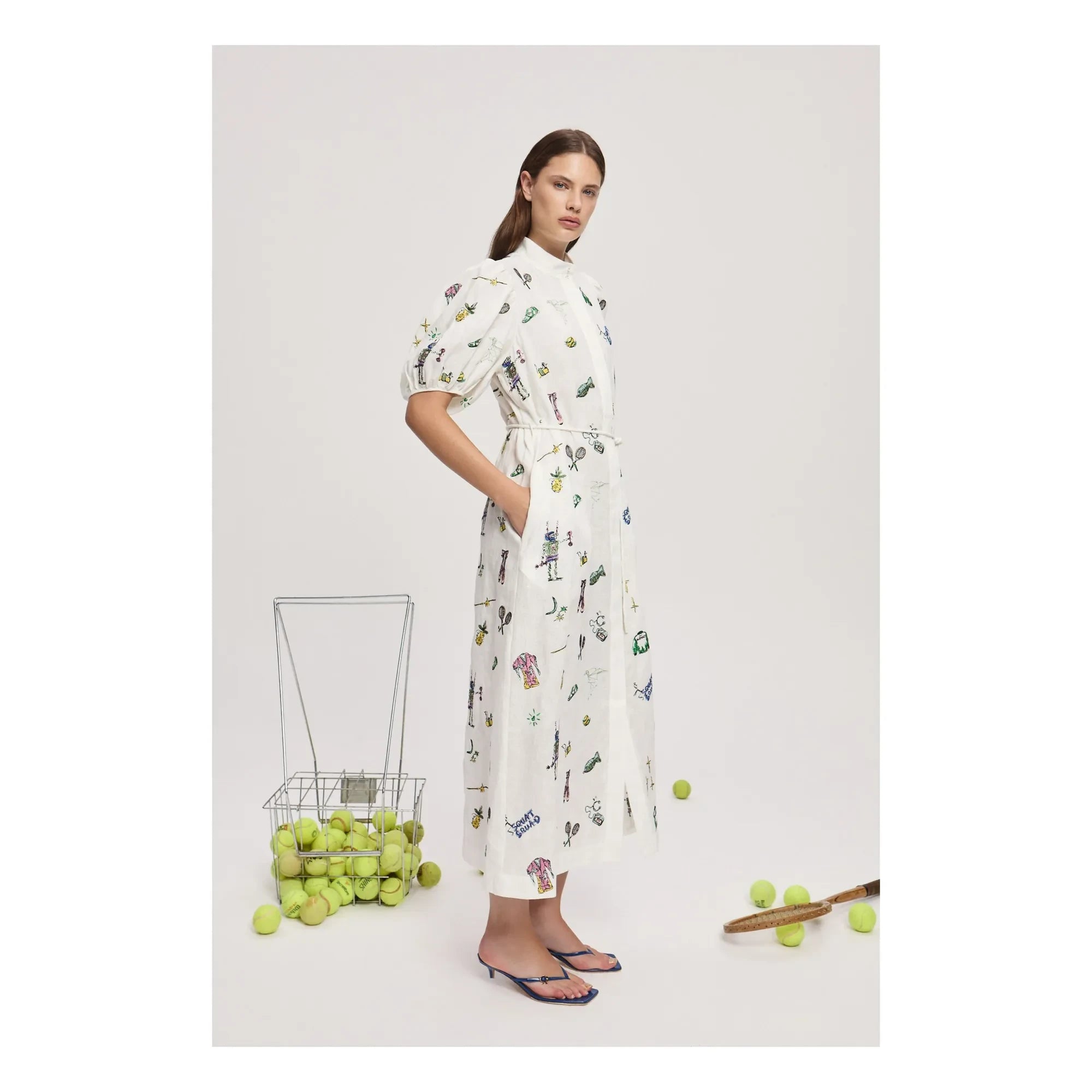 Alémais - Embroidered Linen Dress | Cream