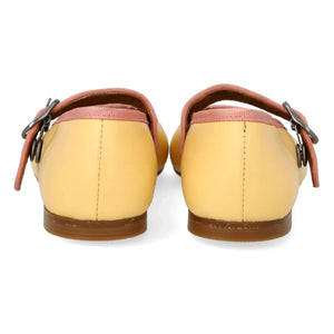 Angulus - Contrast Striped Mary Jane Flats | Light Yellow