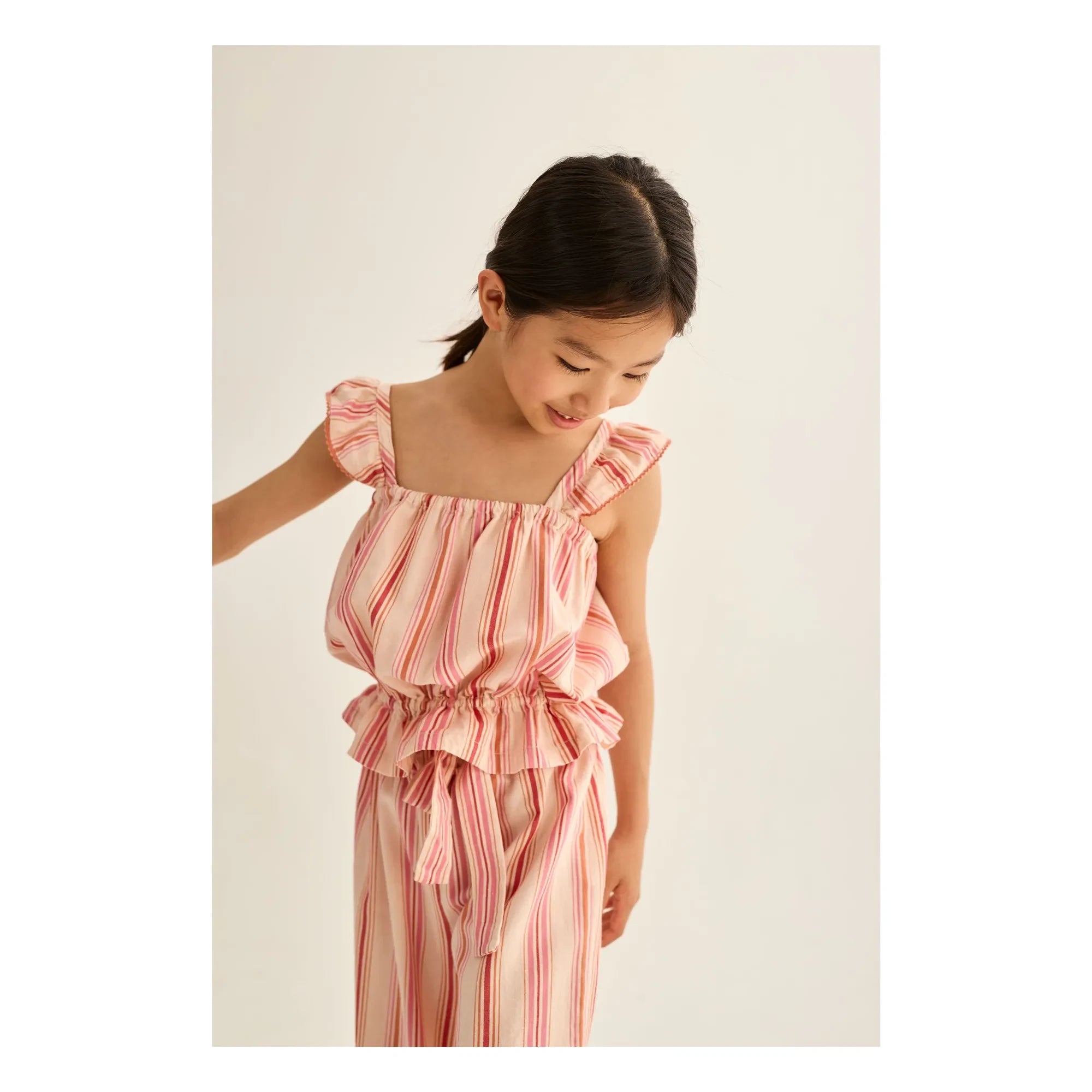 Cozmo - Ava Striped Organic Cotton Top | Pink