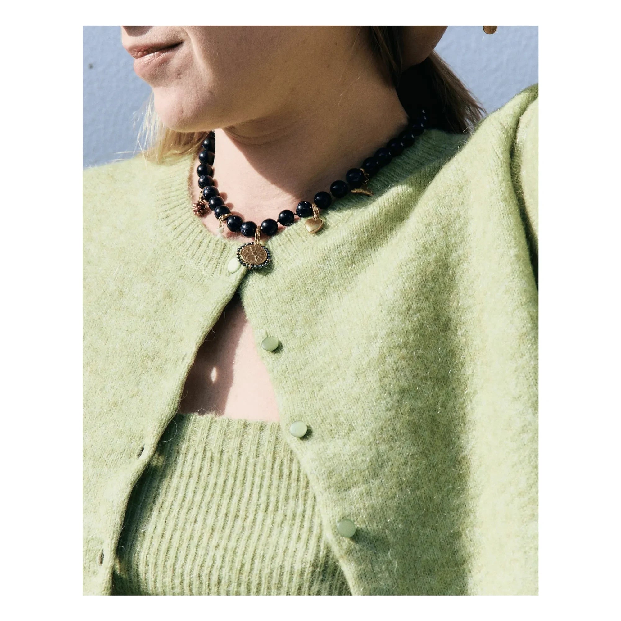 Palas - French Toast Necklace | Blue Black