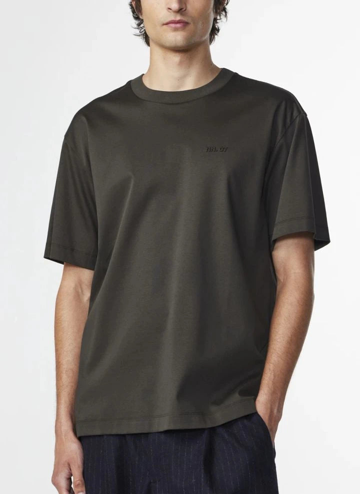 NN.07 - Nat Logo 3525 organic cotton T-shirt | Dark Khaki
