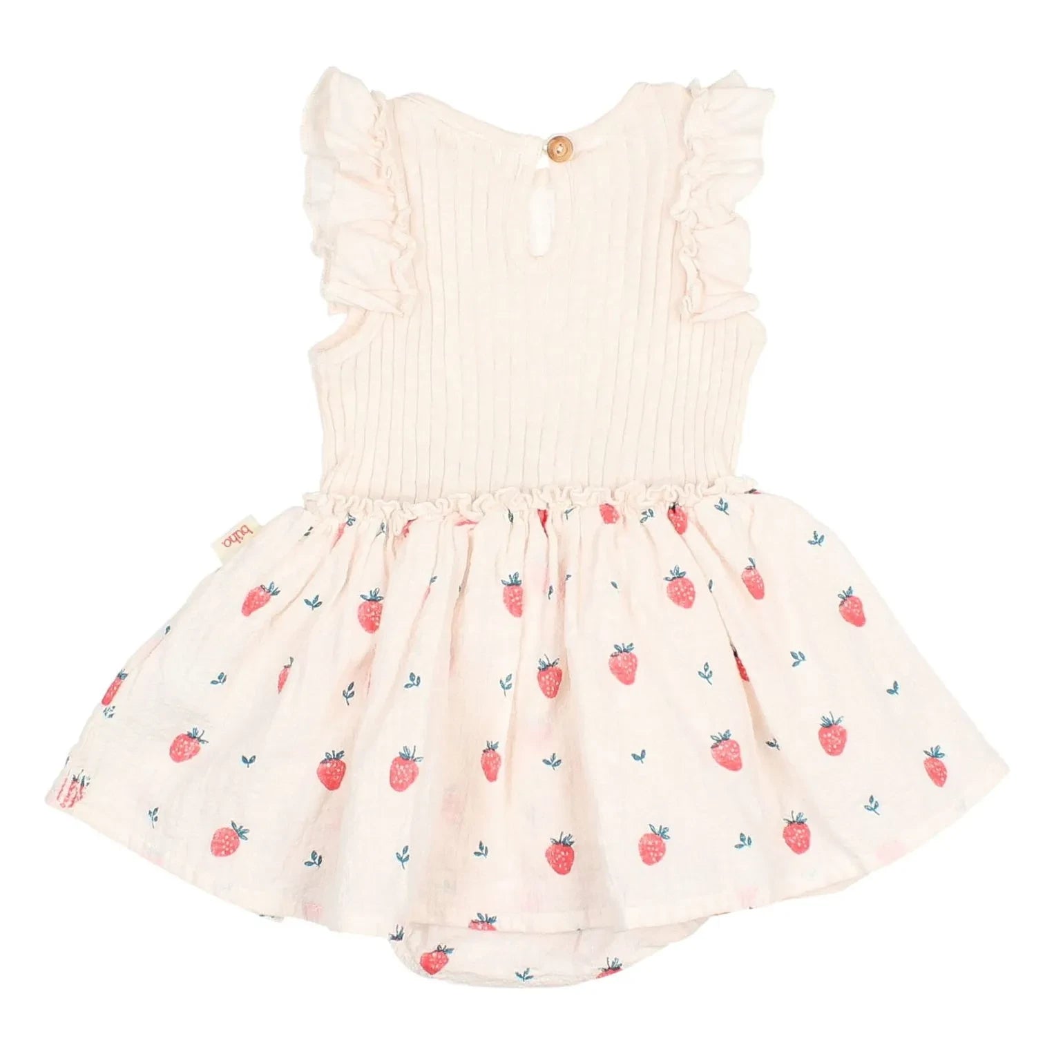 Búho - Gathered Romper Dress Strawberry Organic Cotton | Lychee Pink