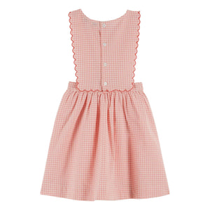 Emile et Ida - Organic Cotton Checkered Bib Dress | Pink