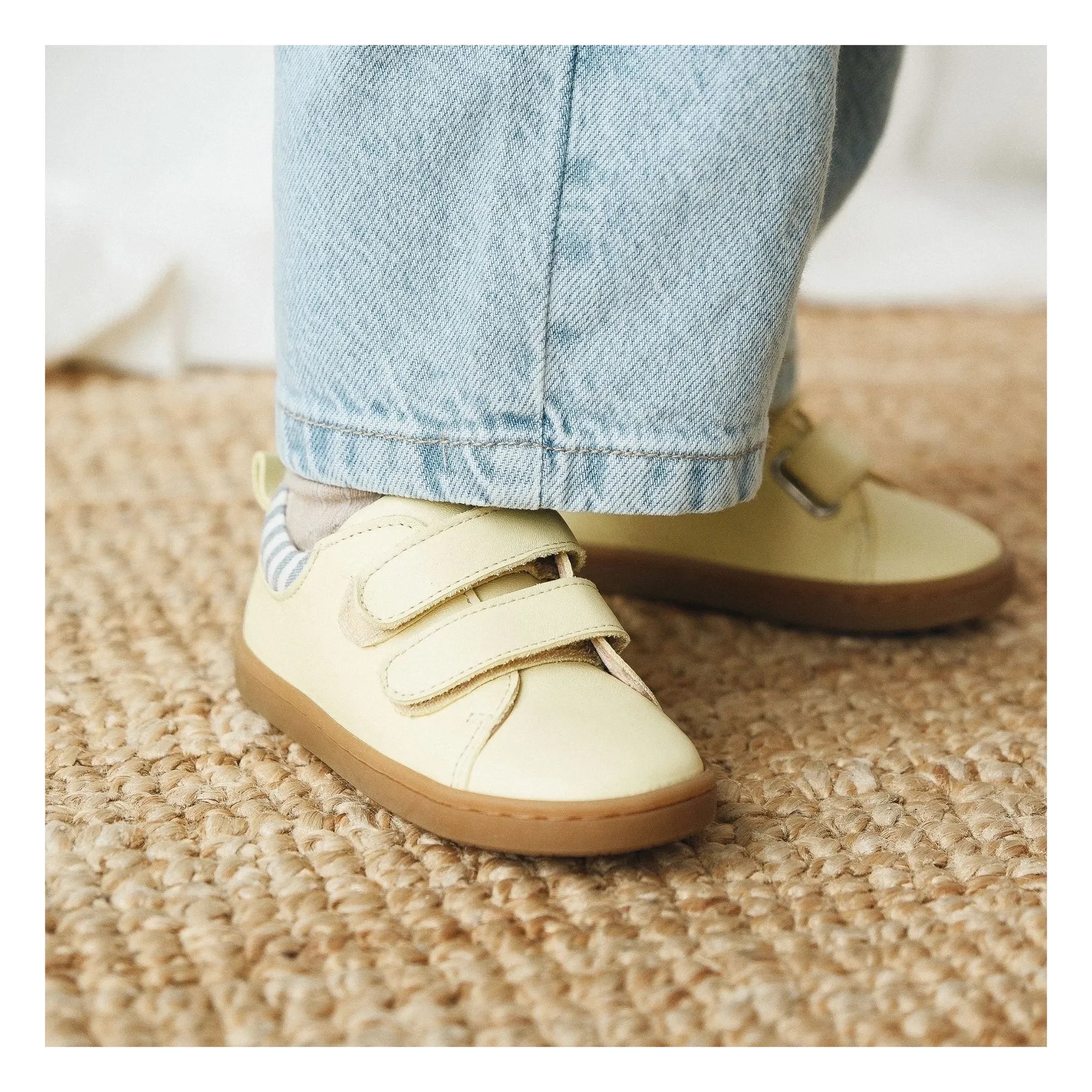 Lazare - Mahaut Striped Distressed Sneakers | Pale Yellow