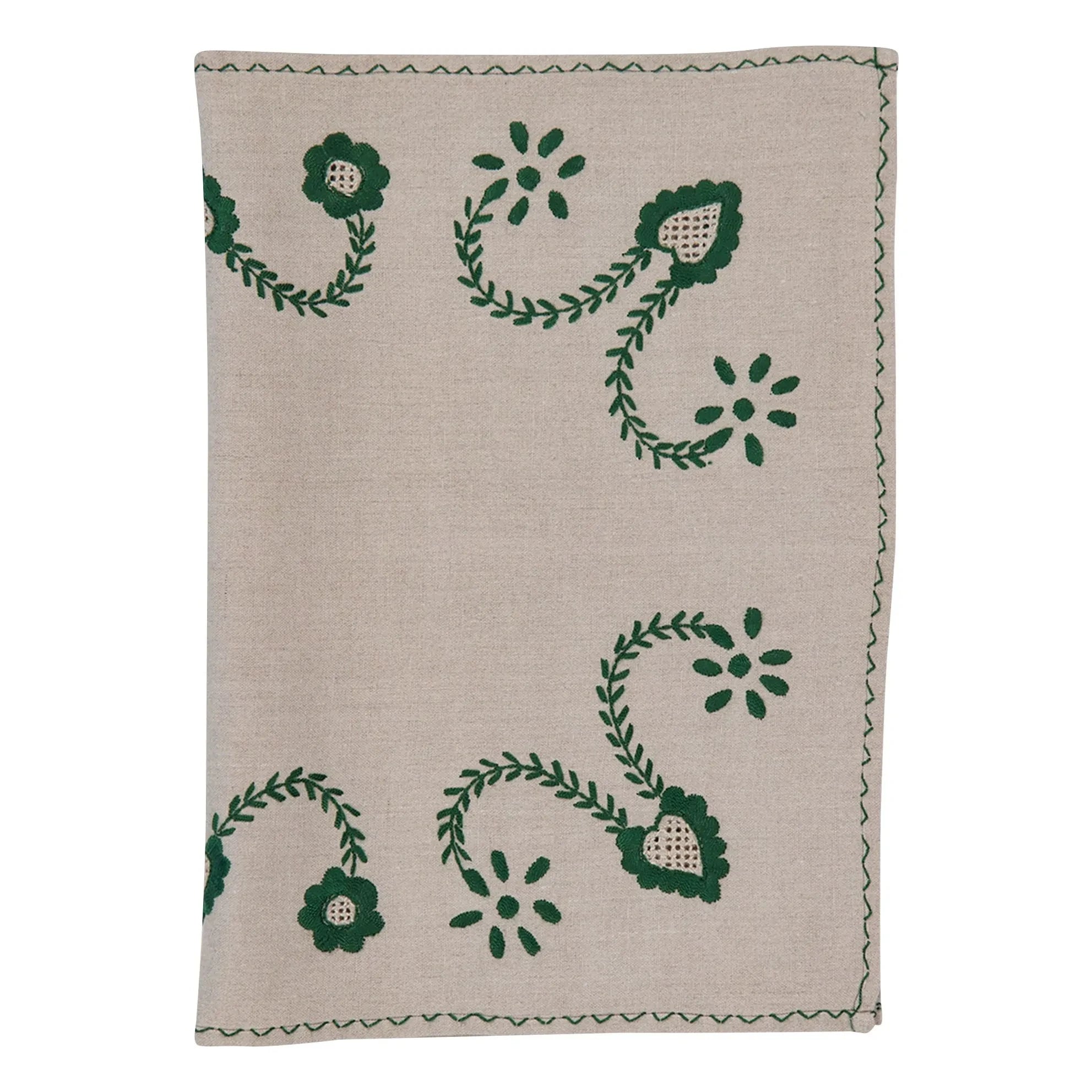 House of Capricorn - Viana embroidered placemat and napkin set | Green