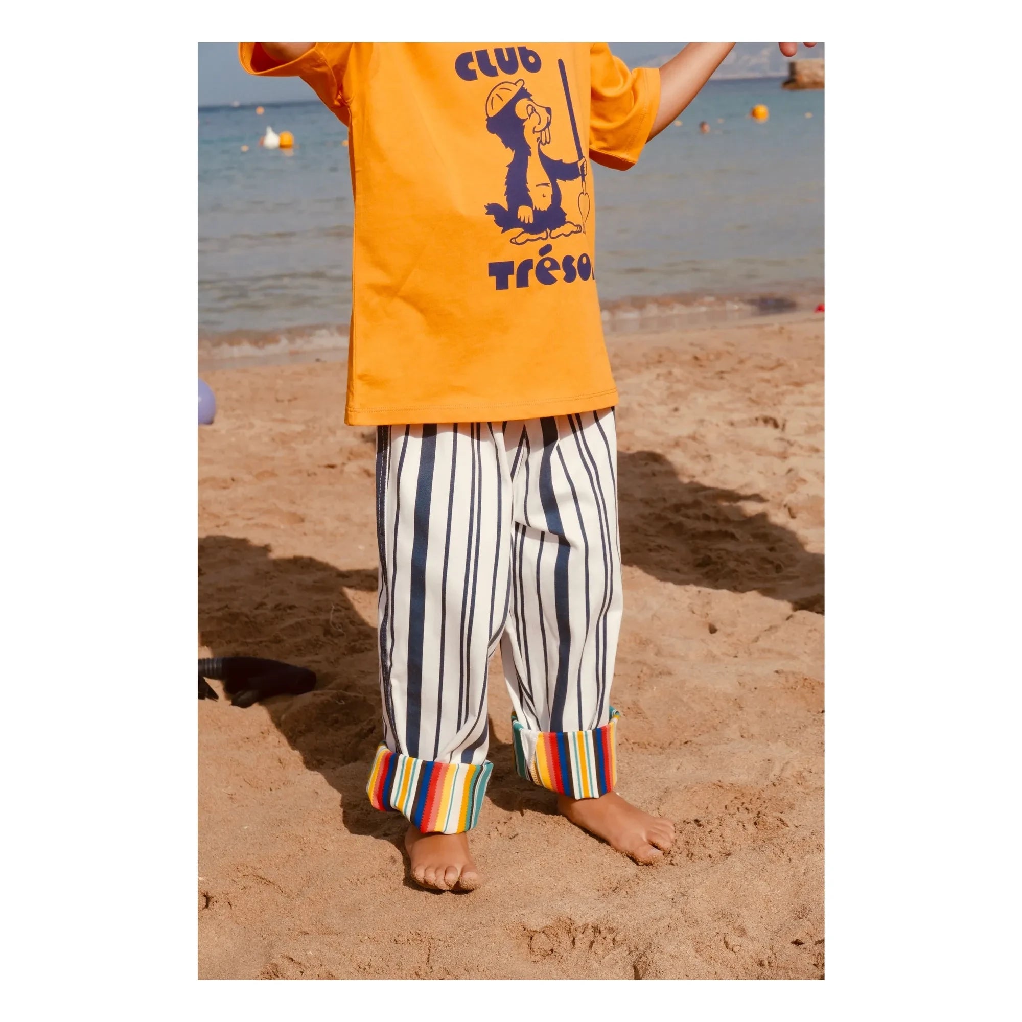 Club Trésor - Biarritz Sunset Striped Pants | Navy Blue