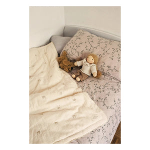 Gentil Coquelicot - Embroidered Swallow Cotton Muslin Quilted Blanket