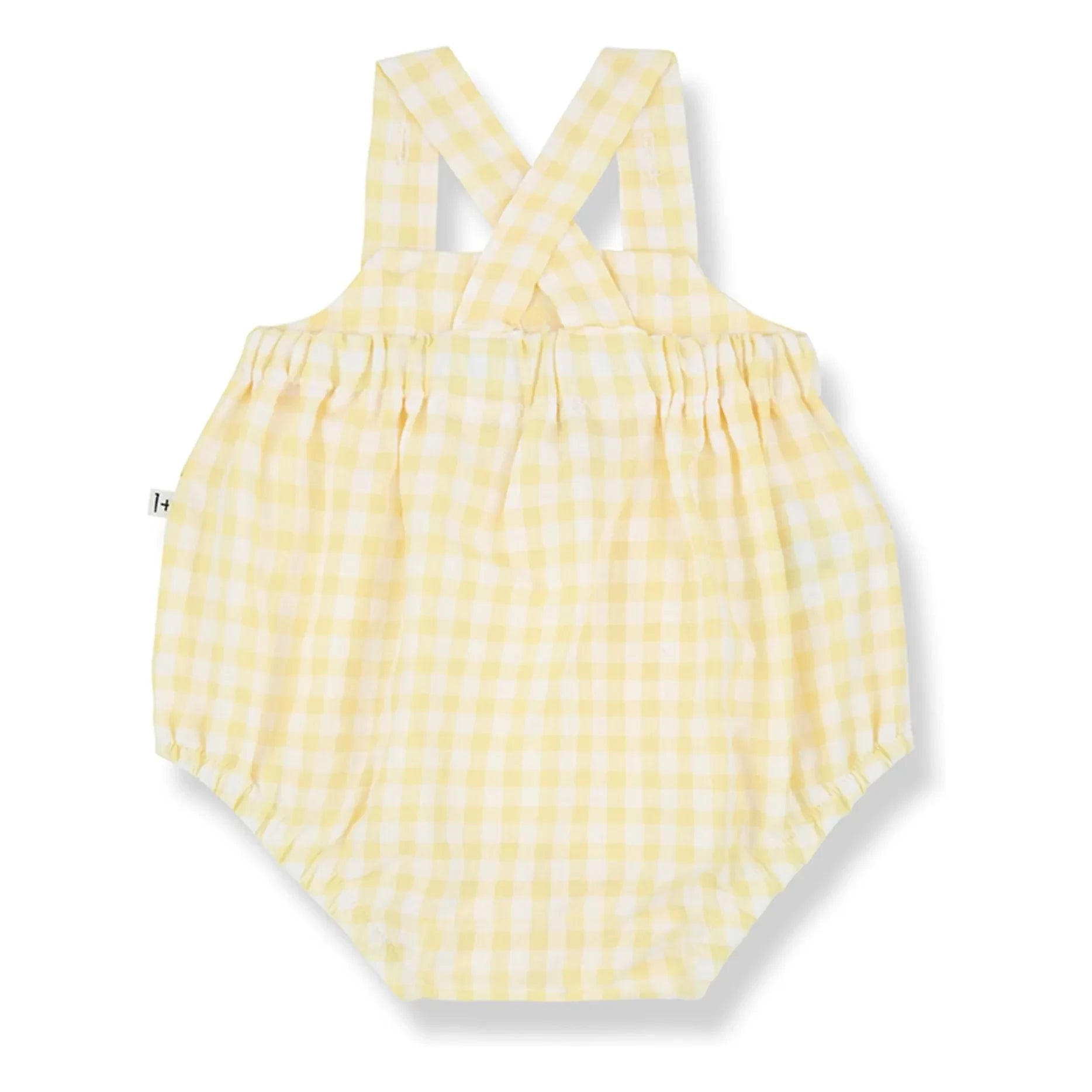 1+ in the family - Patras Vichy Seersucker Romper | Light Yellow