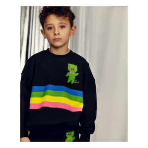 Mini Rodini - Alien Striped Organic Cotton Sweatshirt | Black